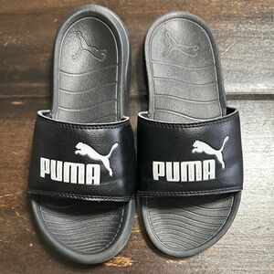 Puma Black and Gray Slide Sandals